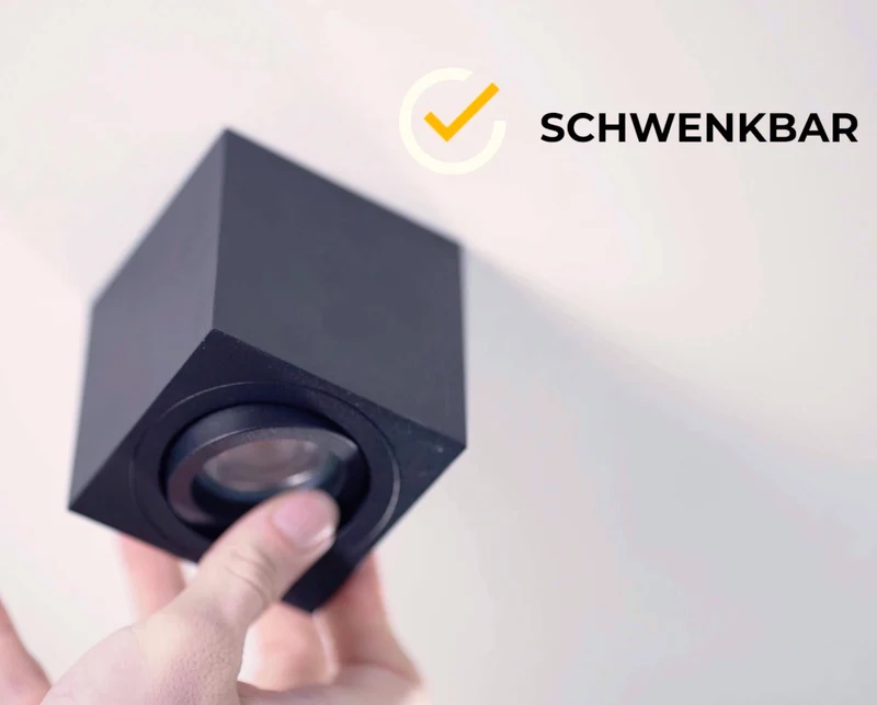LED Aufbaustrahler 230V Schwarz Eckig - 5W GU10 LED - Glabo
