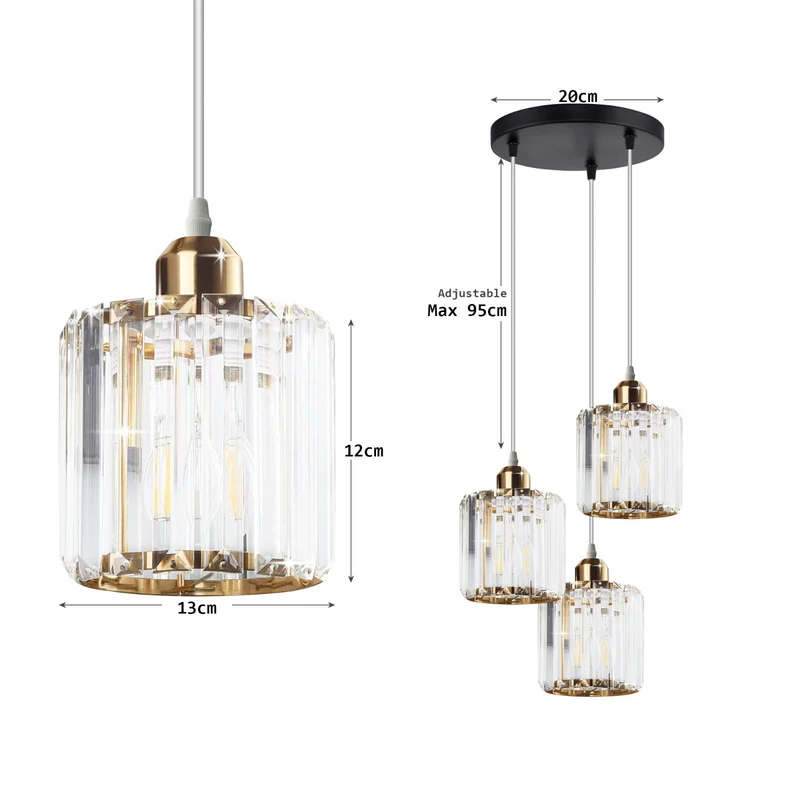 3-Wege Glas Hängelampe für Wohn & Esszimmer - Modern - Pendelleuchte ~ 3245