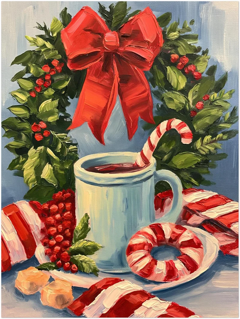 Winterstillleben mit Pfefferminz Poster