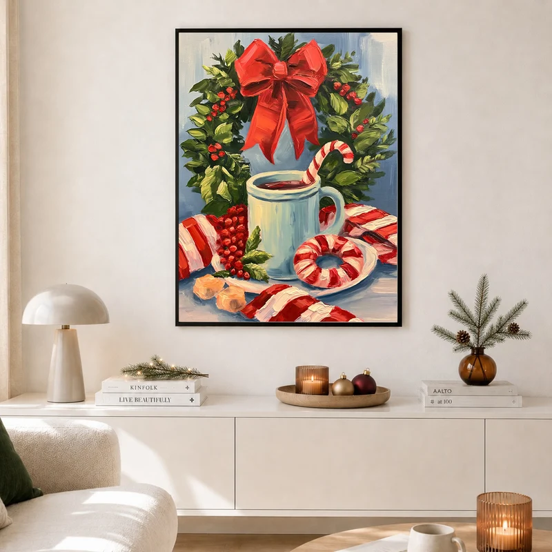 Winterstillleben mit Pfefferminz Poster