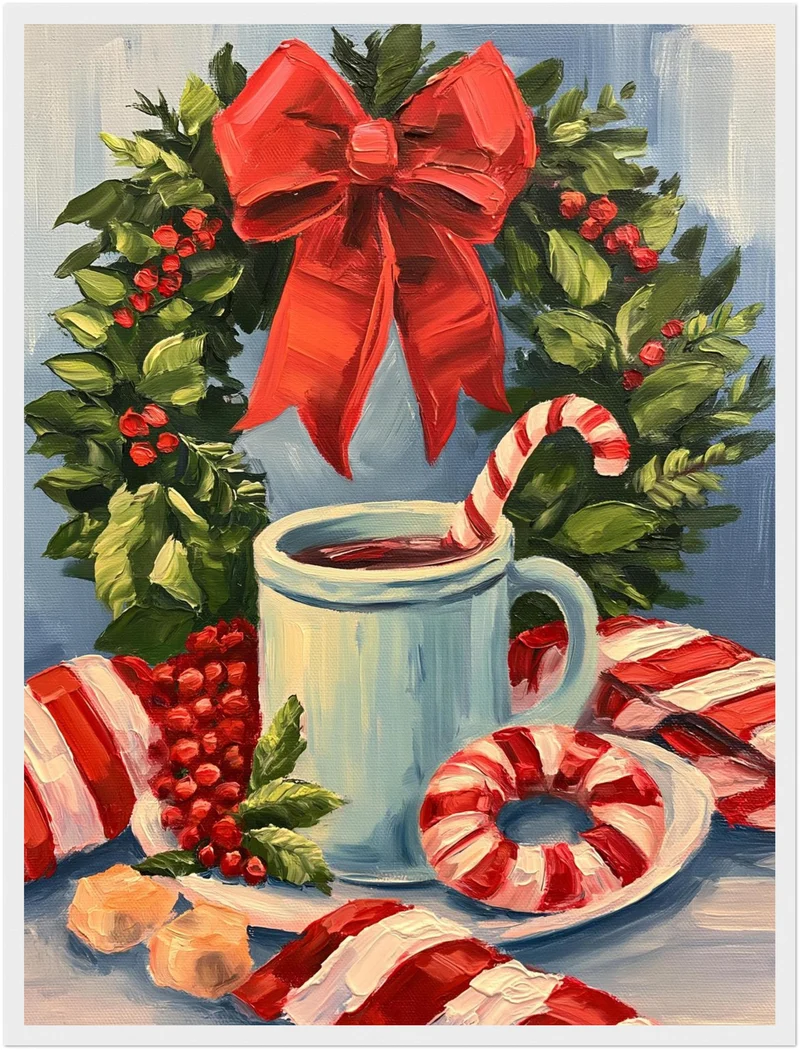Winterstillleben mit Pfefferminz Poster