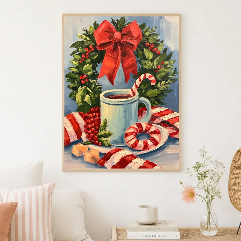 Winterstillleben mit Pfefferminz Poster