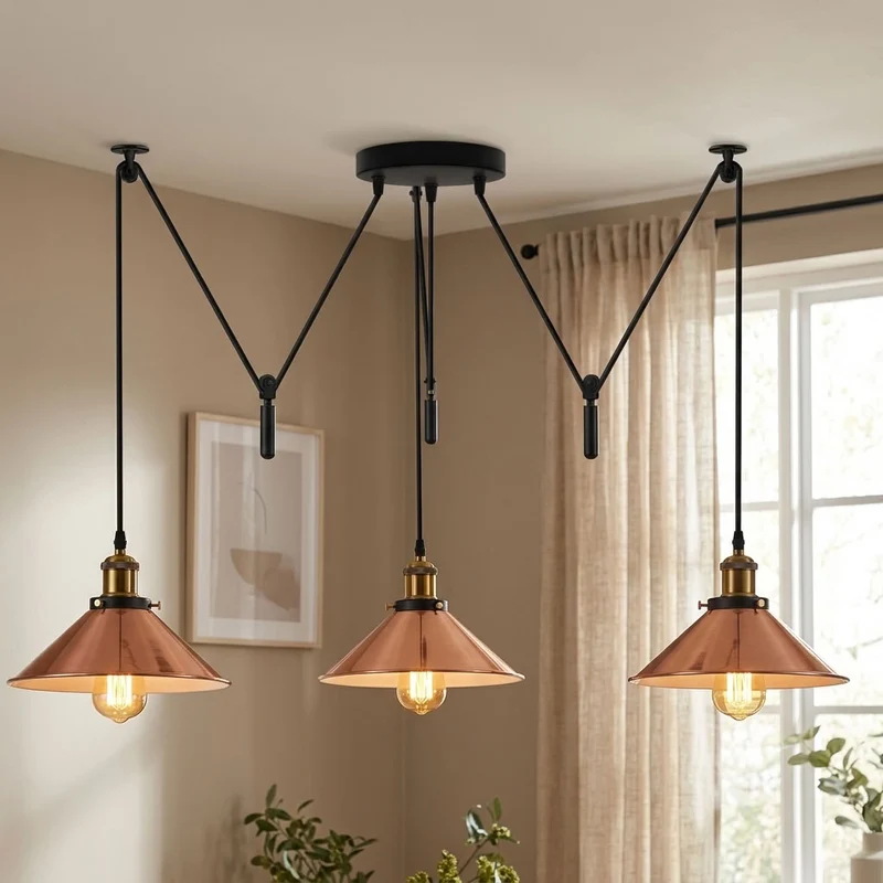 3-flammige Spinnenlampe – Dezentrale Vintage Industrie Hängelampe | Ø22cm | E27 ~3332