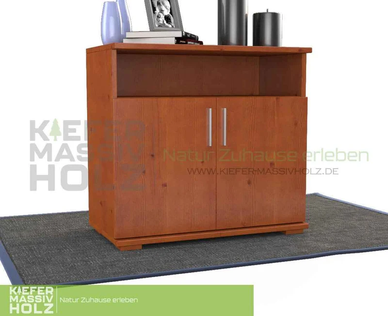 Nobis Kommode Sideboard Bio Kiefer Massivholz | 2-Türig mit Regalfach | 100% Natürliches Design