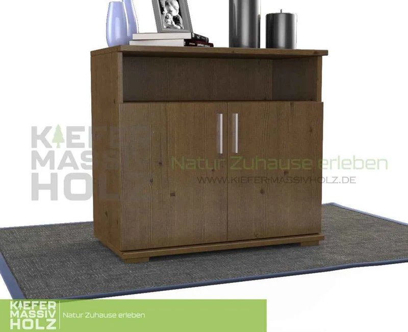 Nobis Kommode Sideboard Bio Kiefer Massivholz | 2-Türig mit Regalfach | 100% Natürliches Design
