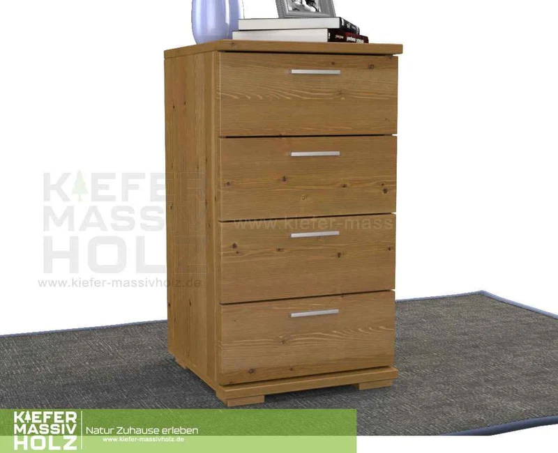 Nobis Schubladenkommode Bio Kiefer Sideboard | 4-Schubladen | 74cm hoch | 100% Massivholz