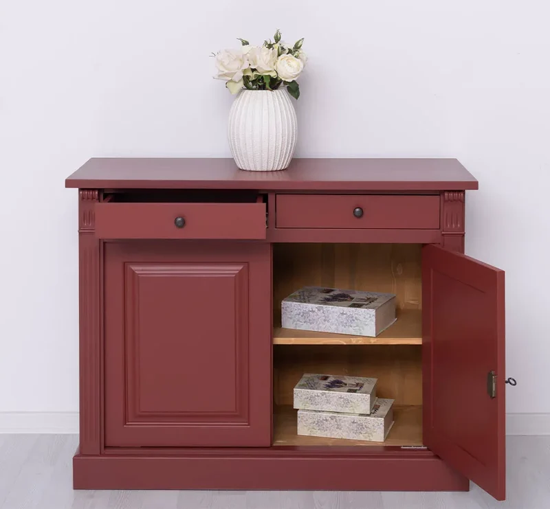 Kommode aus Massivholz | 2-türiger Schrank mit Ornamenten