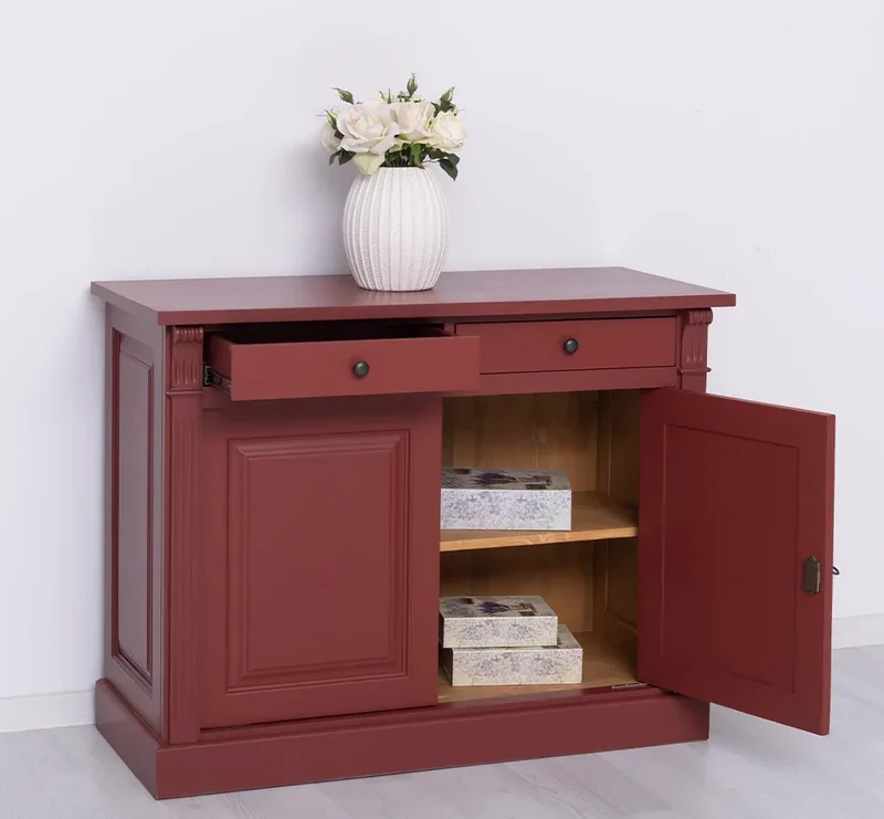 Kommode aus Massivholz | 2-türiger Schrank mit Ornamenten