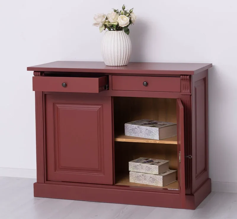 Kommode aus Massivholz | 2-türiger Schrank mit Ornamenten