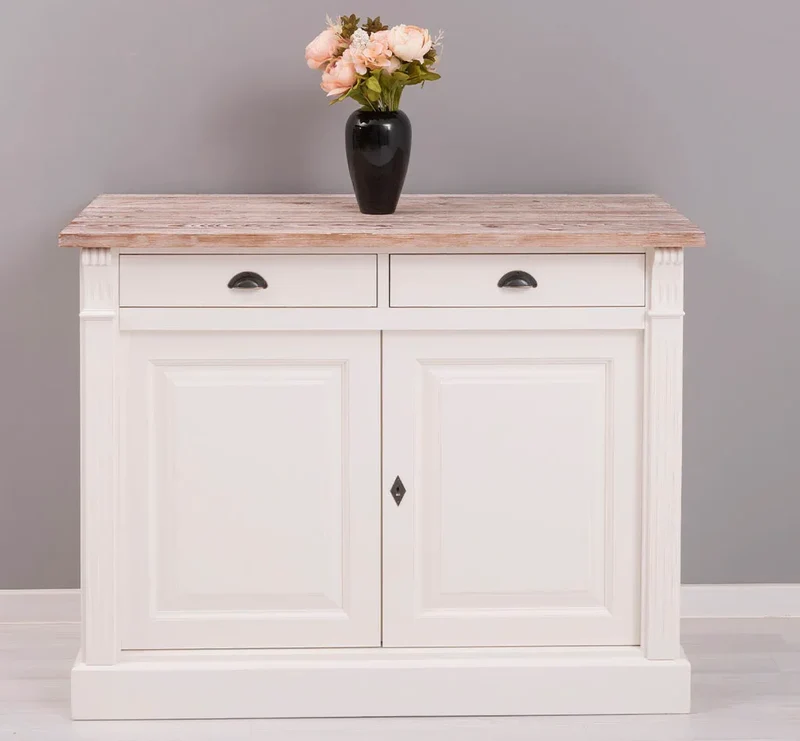 Kommode aus Massivholz | 2-türiger Schrank mit Ornamenten
