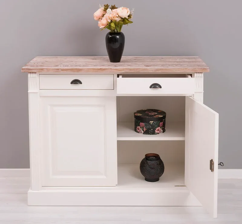 Kommode aus Massivholz | 2-türiger Schrank mit Ornamenten