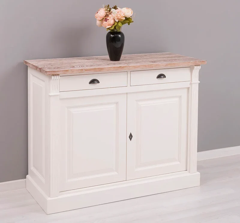Kommode aus Massivholz | 2-türiger Schrank mit Ornamenten