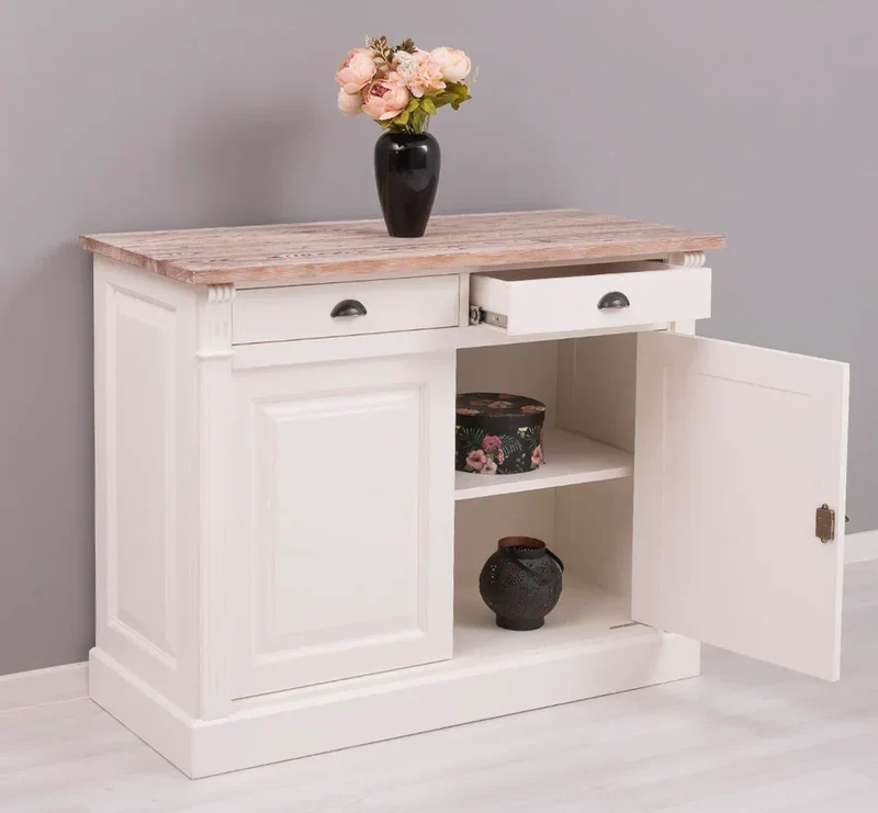 Kommode aus Massivholz | 2-türiger Schrank mit Ornamenten