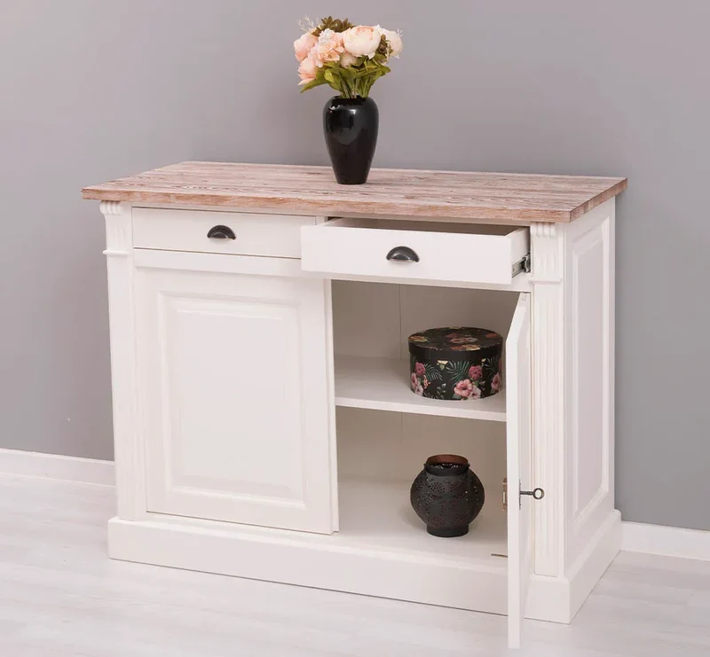 Kommode aus Massivholz | 2-türiger Schrank mit Ornamenten
