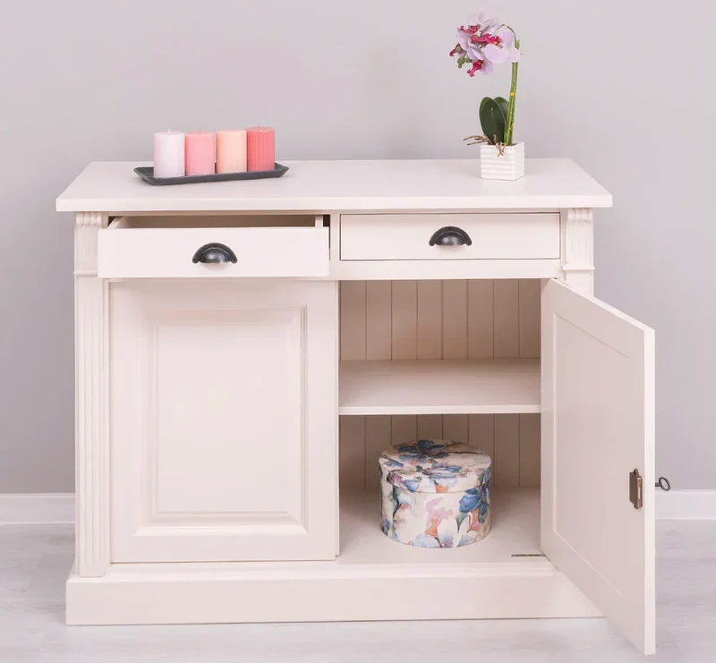 Kommode aus Massivholz | 2-türiger Schrank mit Ornamenten