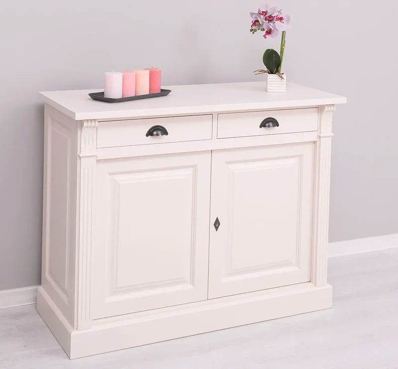 Kommode aus Massivholz | 2-türiger Schrank mit Ornamenten