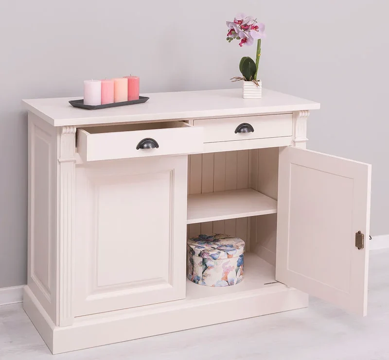 Kommode aus Massivholz | 2-türiger Schrank mit Ornamenten