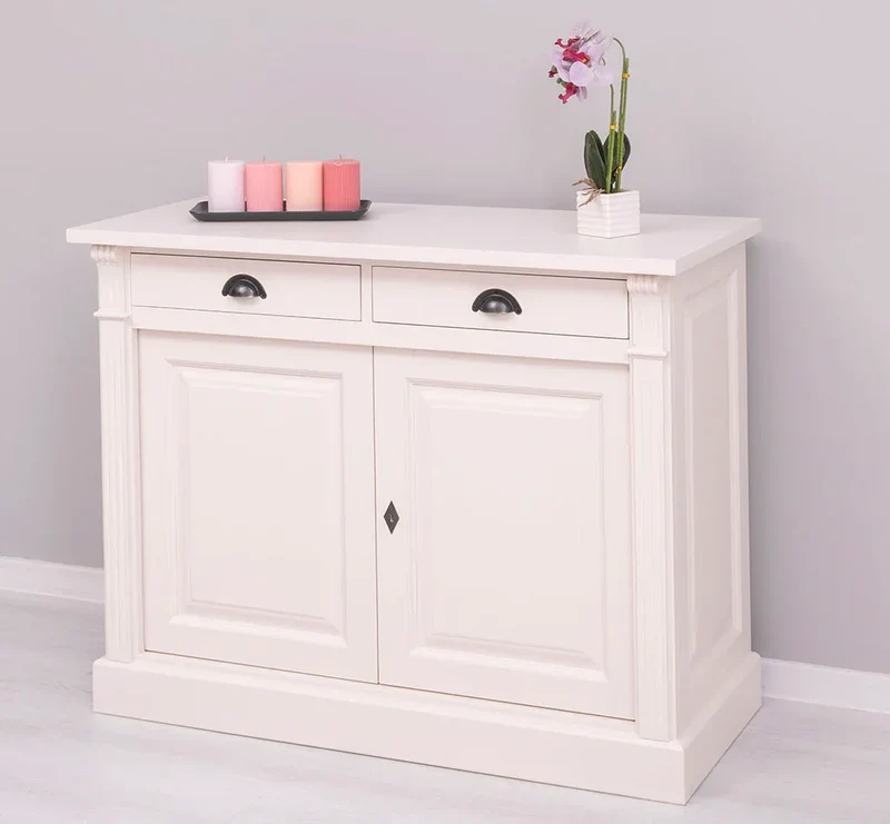 Kommode aus Massivholz | 2-türiger Schrank mit Ornamenten