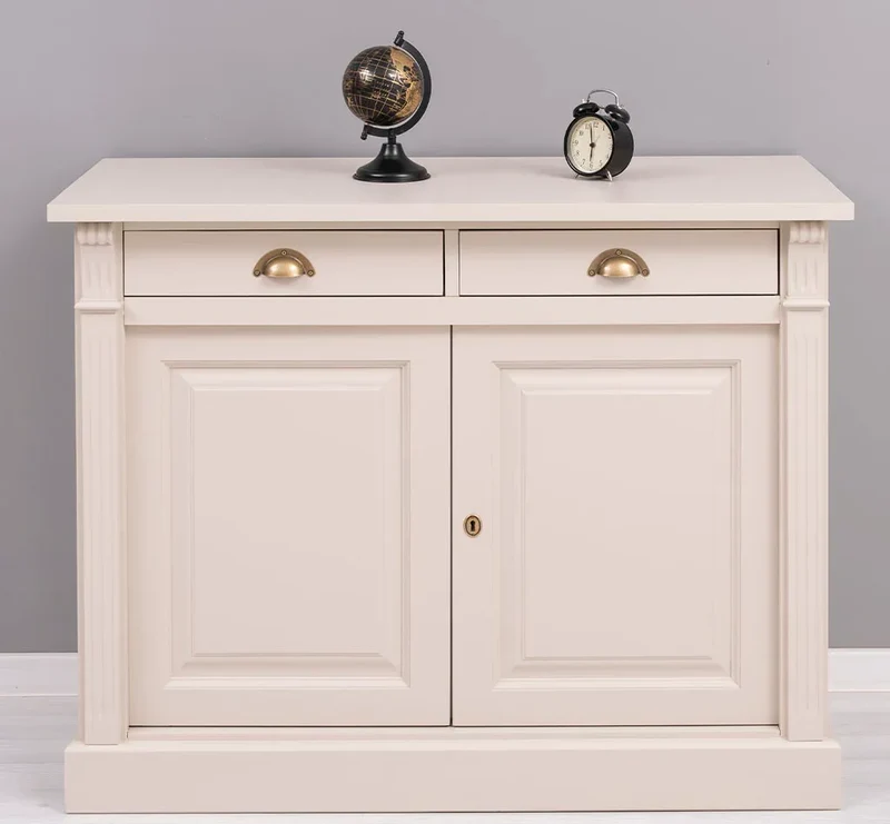 Kommode aus Massivholz | 2-türiger Schrank mit Ornamenten