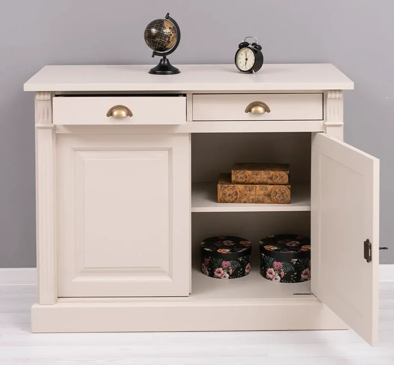 Kommode aus Massivholz | 2-türiger Schrank mit Ornamenten