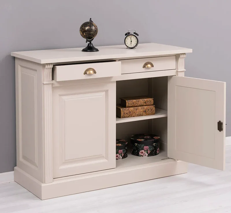 Kommode aus Massivholz | 2-türiger Schrank mit Ornamenten
