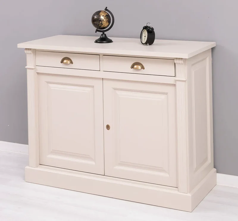 Kommode aus Massivholz | 2-türiger Schrank mit Ornamenten