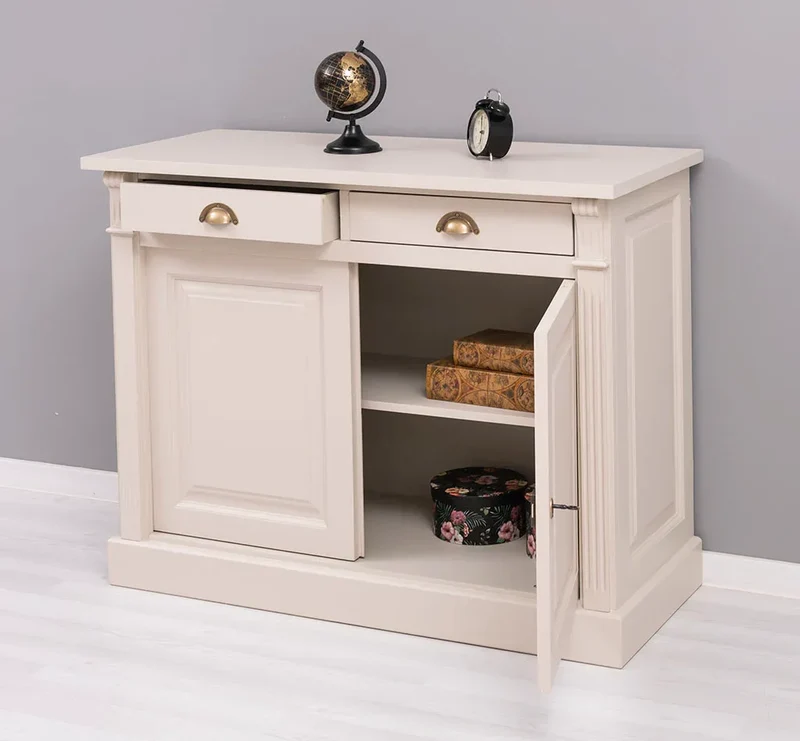 Kommode aus Massivholz | 2-türiger Schrank mit Ornamenten