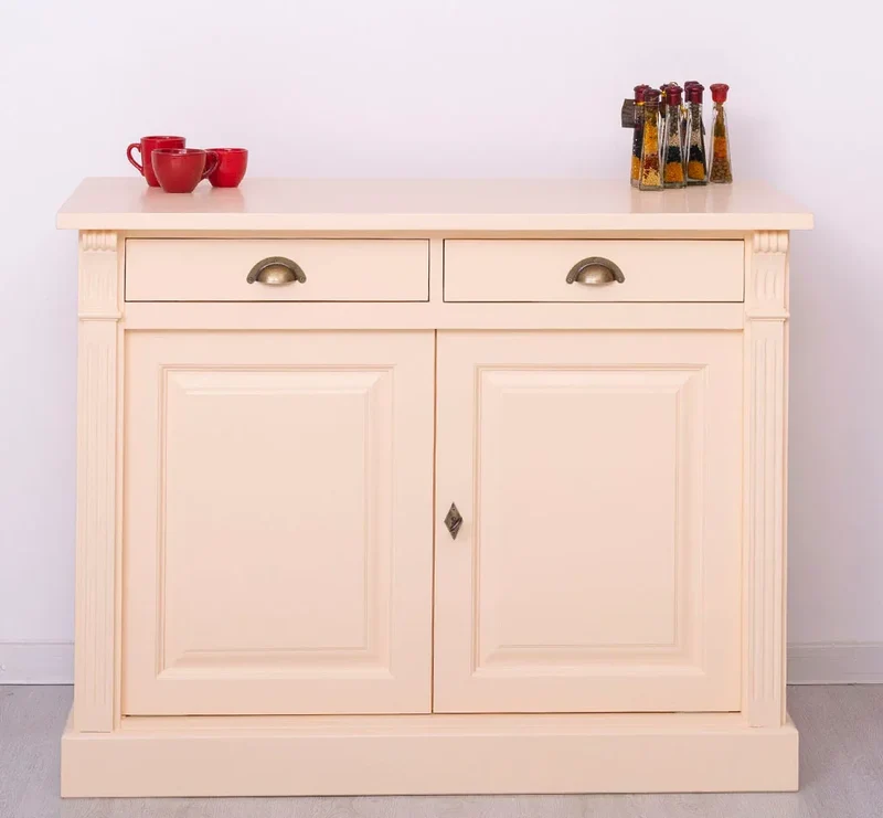 Kommode aus Massivholz | 2-türiger Schrank mit Ornamenten