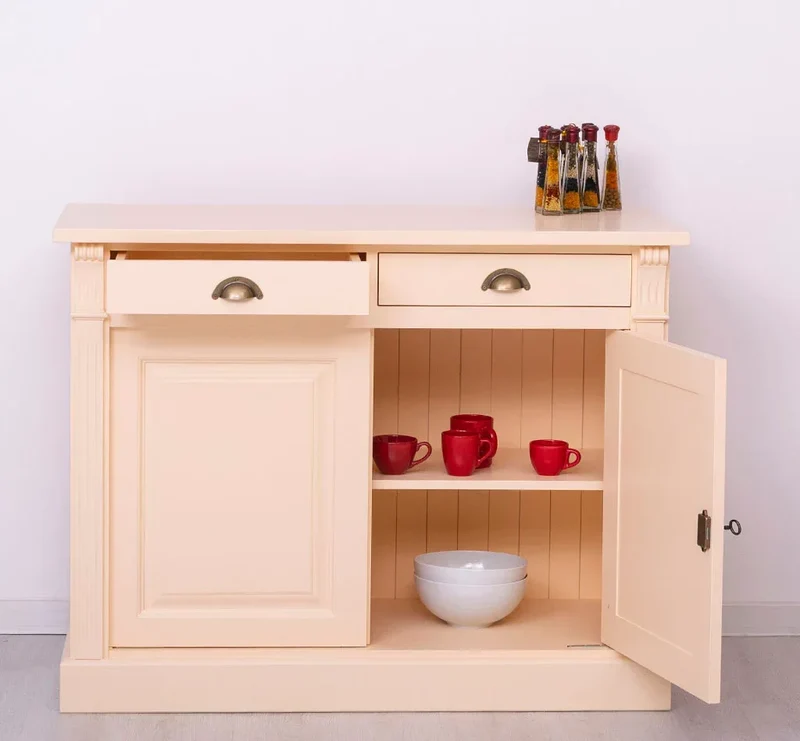 Kommode aus Massivholz | 2-türiger Schrank mit Ornamenten