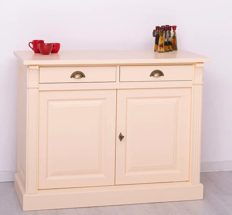 Kommode aus Massivholz | 2-türiger Schrank mit Ornamenten