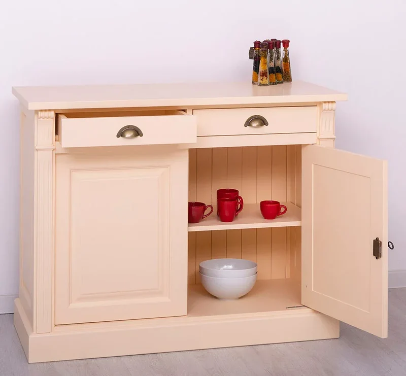 Kommode aus Massivholz | 2-türiger Schrank mit Ornamenten