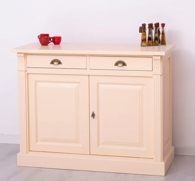 Kommode aus Massivholz | 2-türiger Schrank mit Ornamenten
