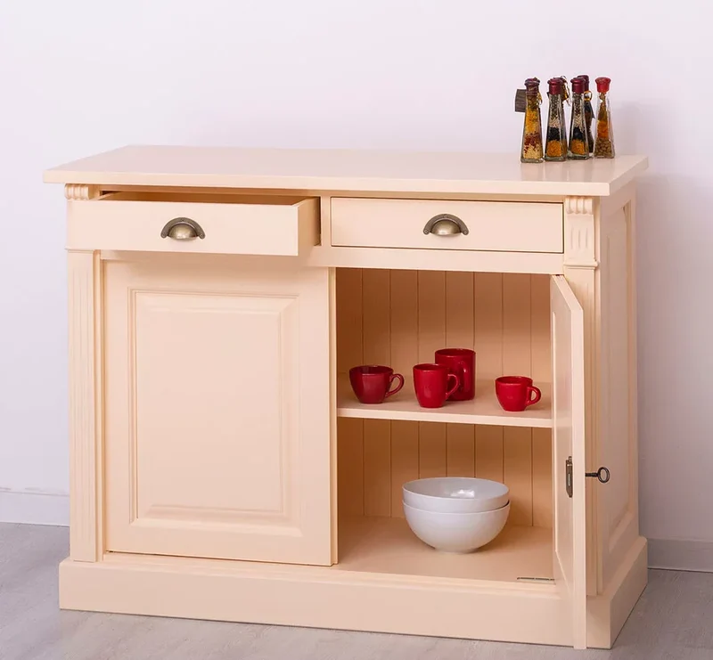 Kommode aus Massivholz | 2-türiger Schrank mit Ornamenten