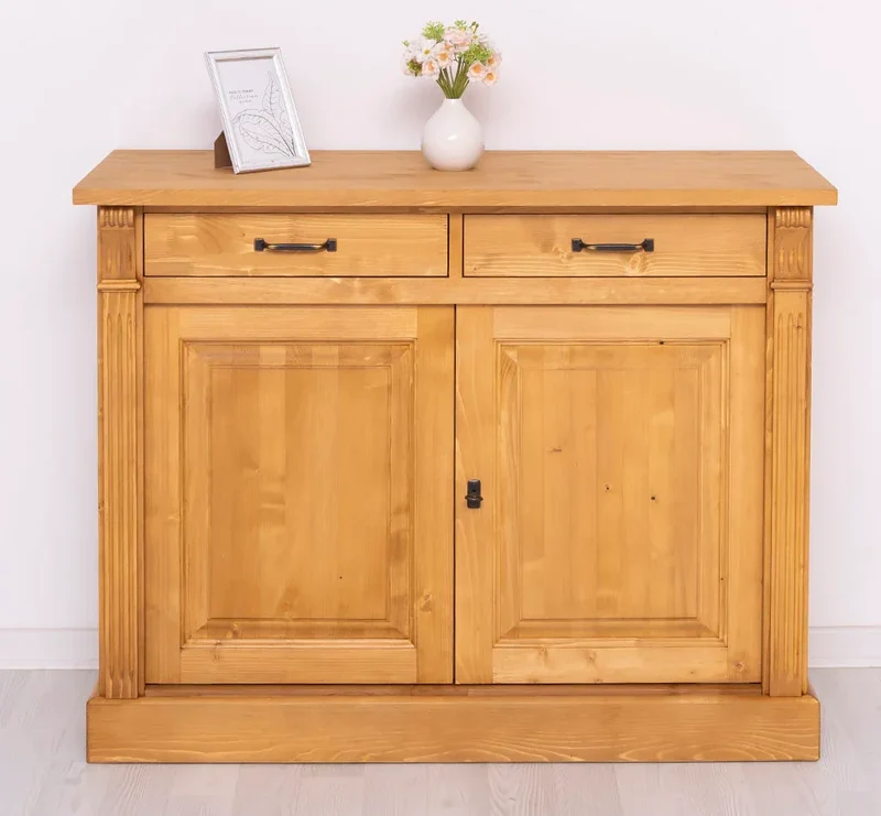 Kommode aus Massivholz | 2-türiger Schrank mit Ornamenten