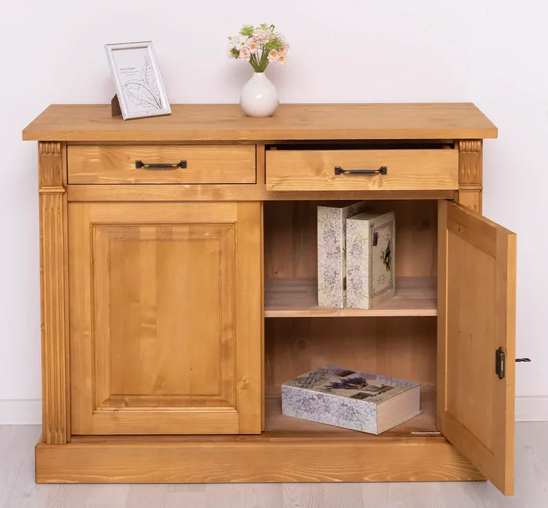 Kommode aus Massivholz | 2-türiger Schrank mit Ornamenten
