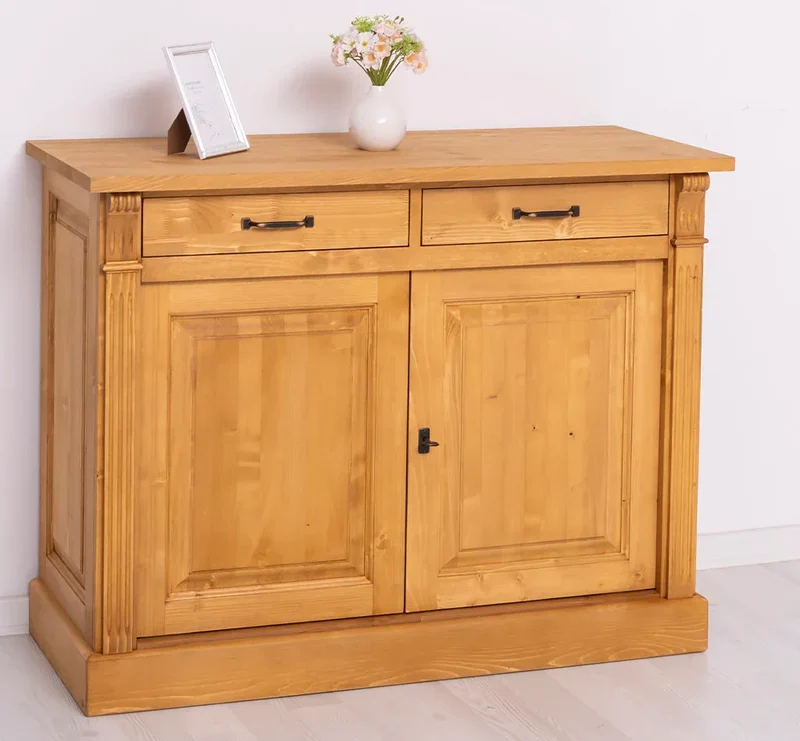 Kommode aus Massivholz | 2-türiger Schrank mit Ornamenten