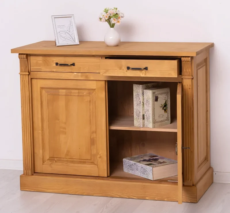 Kommode aus Massivholz | 2-türiger Schrank mit Ornamenten