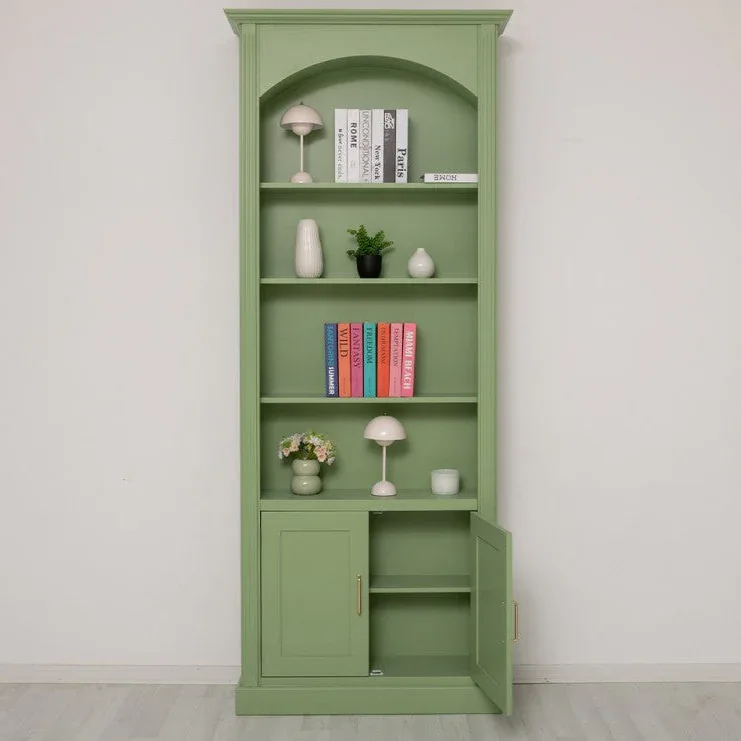 Gewölbter Wohnzimmerschrank aus Massivholz mit zwei Türen - 30 x 250