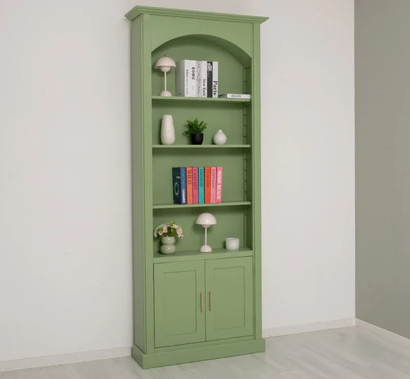Gewölbter Wohnzimmerschrank aus Massivholz mit zwei Türen - 30 x 250