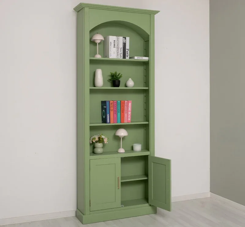 Gewölbter Wohnzimmerschrank aus Massivholz mit zwei Türen - 30 x 250
