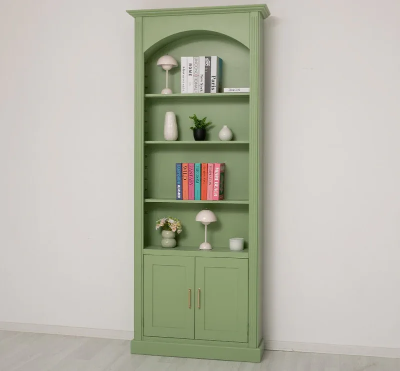 Gewölbter Wohnzimmerschrank aus Massivholz mit zwei Türen - 30 x 250