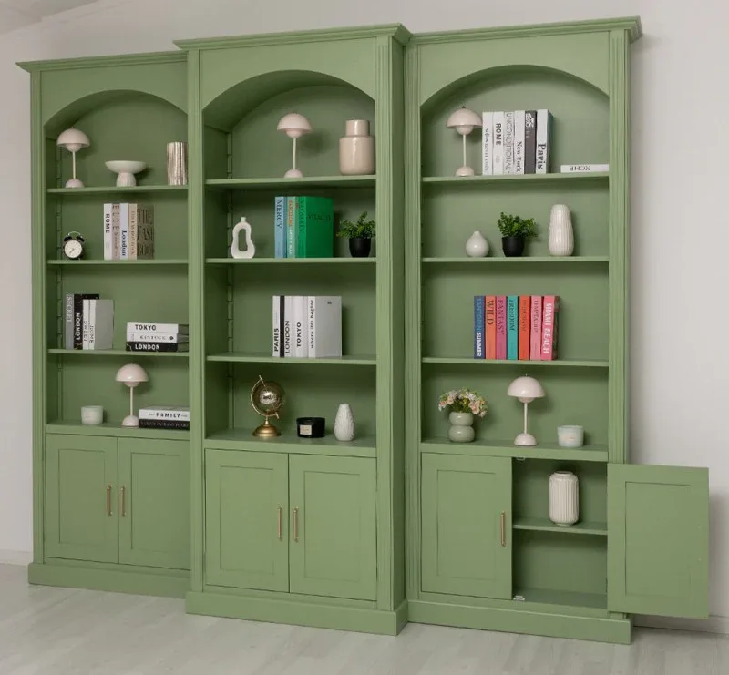 Gewölbter Wohnzimmerschrank aus Massivholz mit zwei Türen - 30 x 250
