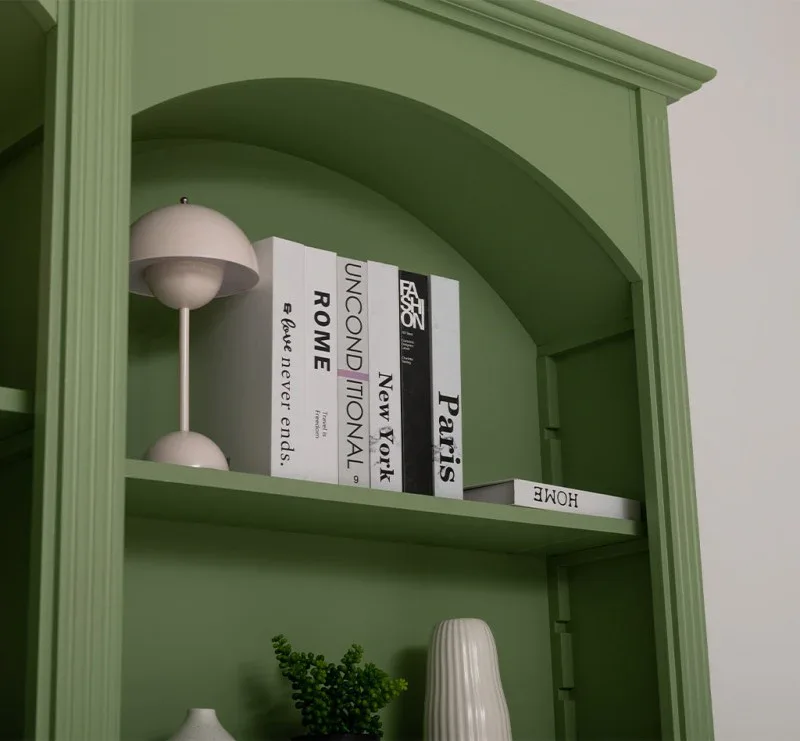 Gewölbte Wohnwand aus Massivholz - 250 cm hohe Bücherwand - Bibliothek
