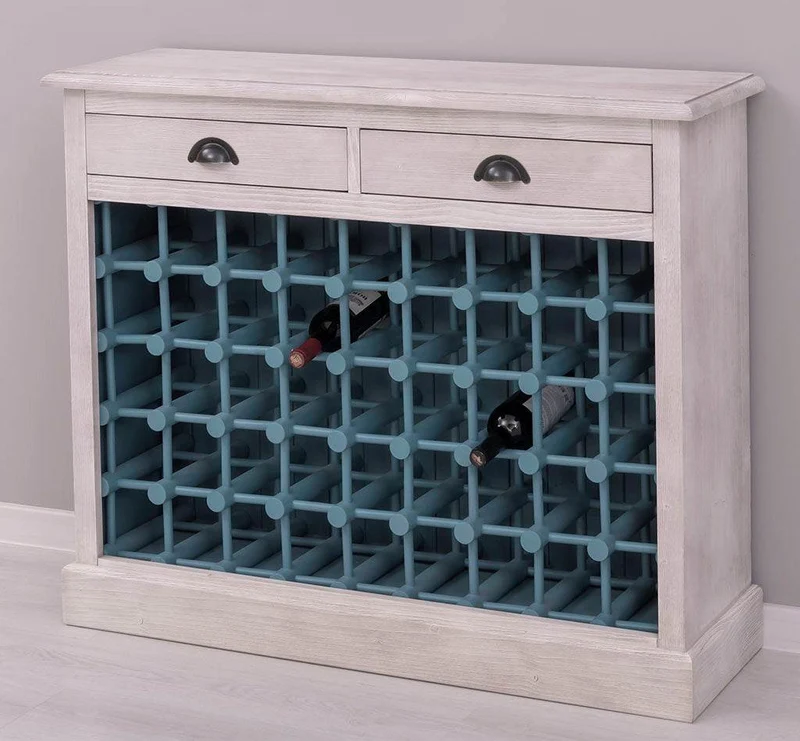 Vintage Weinschrank aus Massivholz mit zwei Schubladen