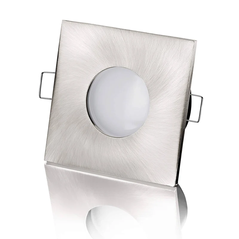LED Einbaustrahler Flach IP65 - Edelstahl gebürstet Eckig 5W Dimmbar 120° - Fora