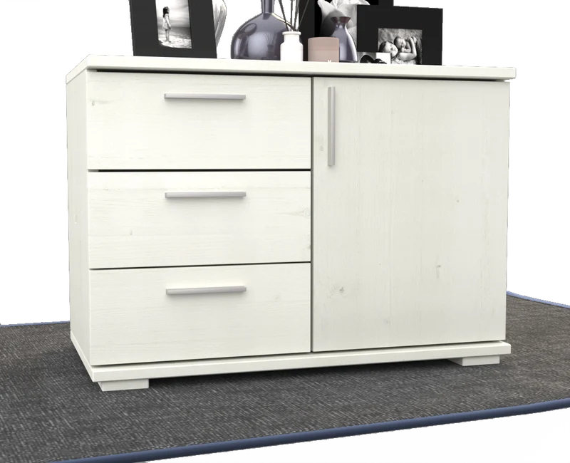 Nobis Kommode Bio Kiefer Massivholz 1-türig mit 3 Schubladen - 57 cm