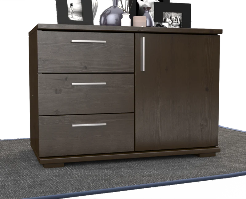 Nobis Kommode Bio Kiefer Massivholz 1-türig mit 3 Schubladen - 57 cm