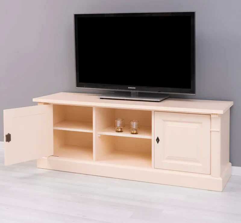 Zweitüriges TV-Board aus Massivholz - Lowboard mit offener Mitte