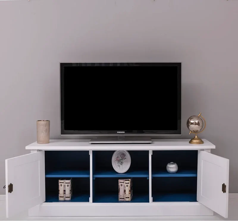 Zweitüriges TV-Board aus Massivholz - Lowboard mit offener Mitte