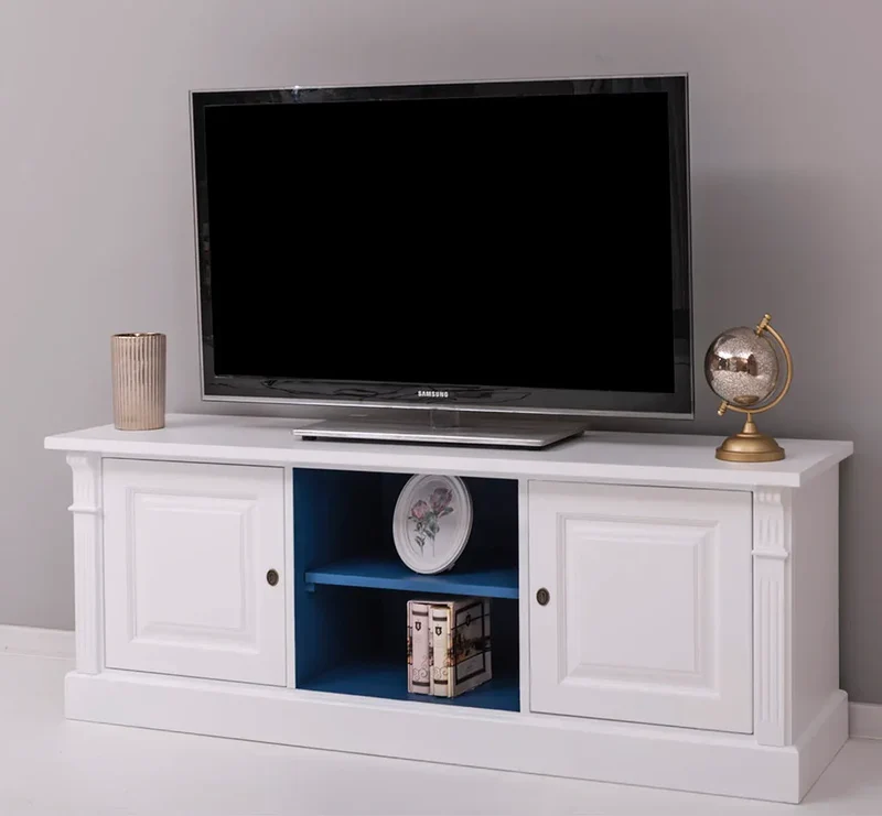 Zweitüriges TV-Board aus Massivholz - Lowboard mit offener Mitte